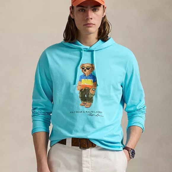 NWOT Polo Ralph Lauren Men's Polo Bear Jersey Hooded T-Shirt - large